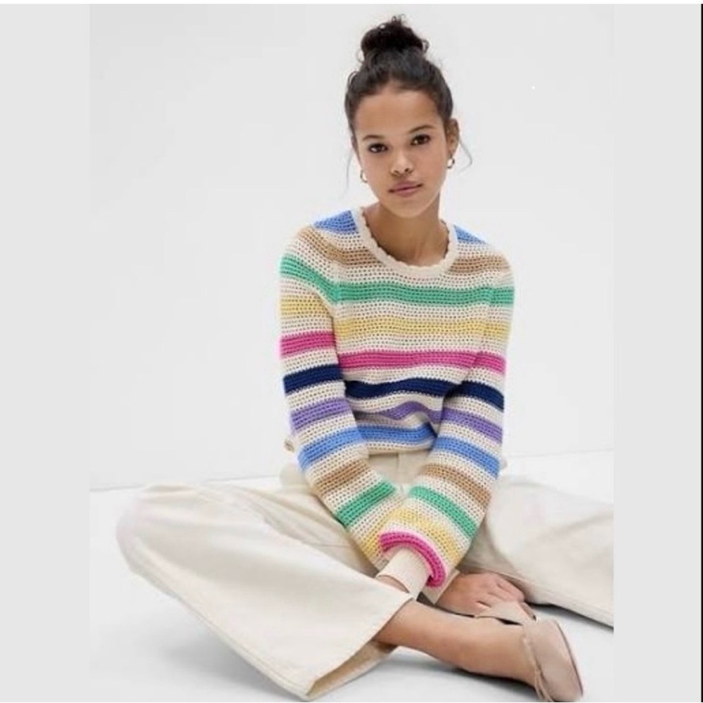 GAP || Multicolor Striped Crotchet Women's Sweater. Sz. XS - Picture 2 of 14